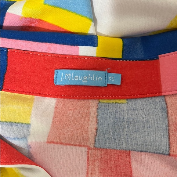 J. McLaughlin Brynn Tile Print Collared Neck 3/4 Sleeve Belted Dress XS - Picture 5 of 6